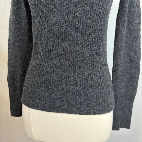 Victoria's Secret M Angel Boucle Fitted Charcoal Grey Cozy Warm Sweater - Picture 4 of 7